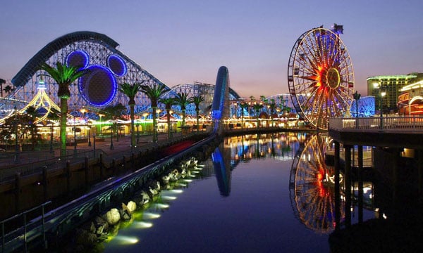 lavish amusement park at night
