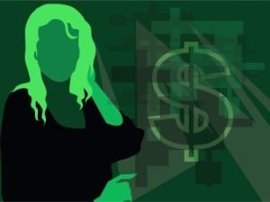 Woman and dollar sign