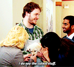 Parks and Recreation Scene with puppy