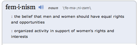 dictionary definition of feminism