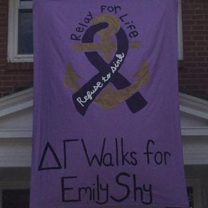 relay for life delta gamma walks for emily shy banner