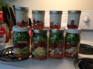 salads in mason jars are great meals on a budget