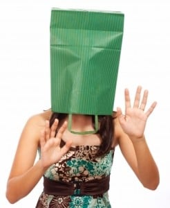 "Girl With Bag On Head Hiding" by Stuart Miles