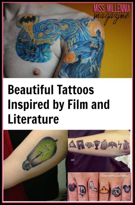 Beautiful Tattoos Inspired by Film and Literature Collage