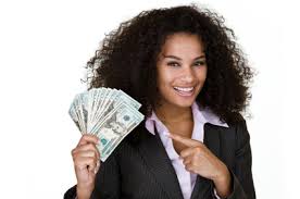 woman with her salary money