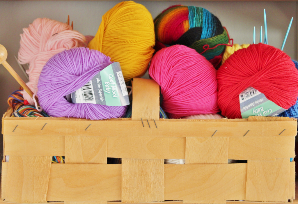 side hustles basket of yarn