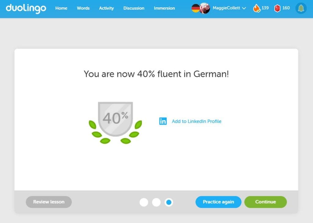 Duolingo helps when learning a second language