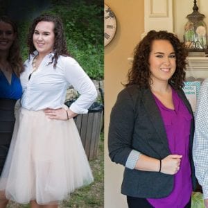 girl showing weight loss from healthy lifestyle