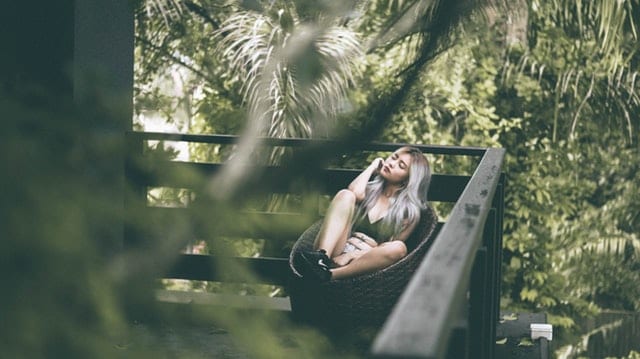 girl sitting outside