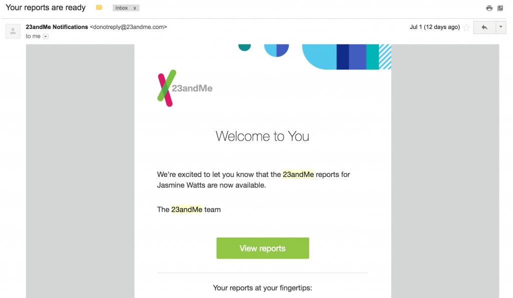 How to Get Your DNA to 23andMe welcome email before going a trip to your ancestry