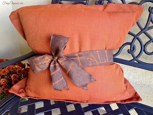 fall pillow with ribbon
