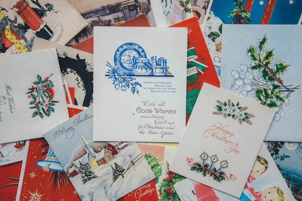 pile of Christmas cards
