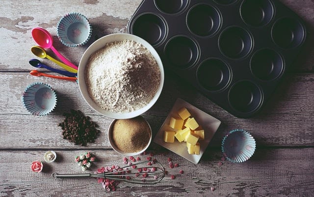 flatlay of baking supplies