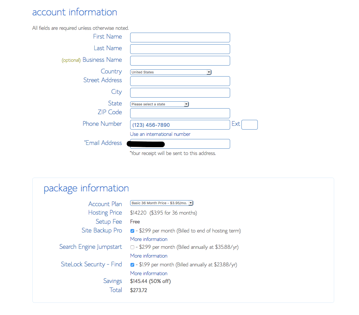 creating an account on bluehost to establish your blog