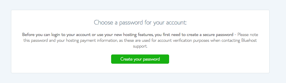 blog hosting bluehost creating password 