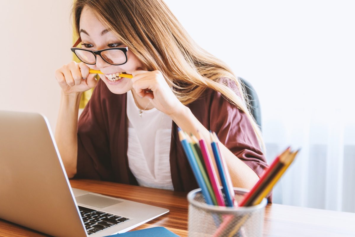 Student researching for her College term papers