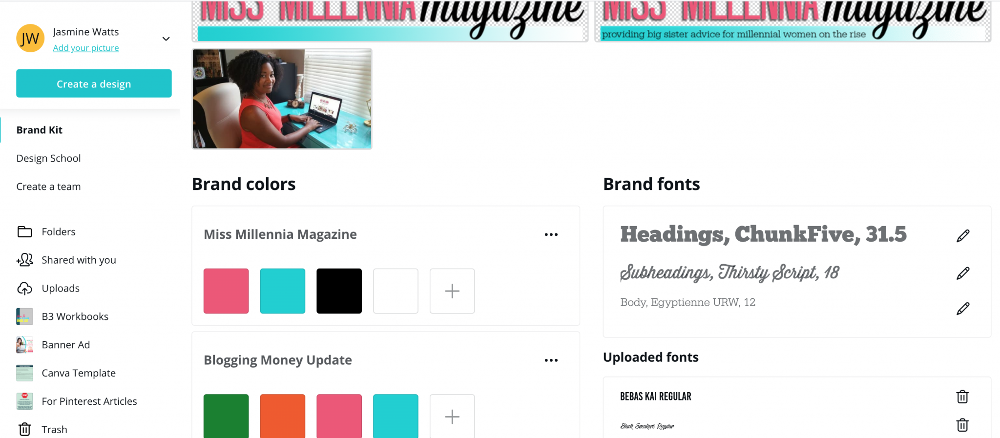 Miss Millennia Magazine brand colors & fonts
