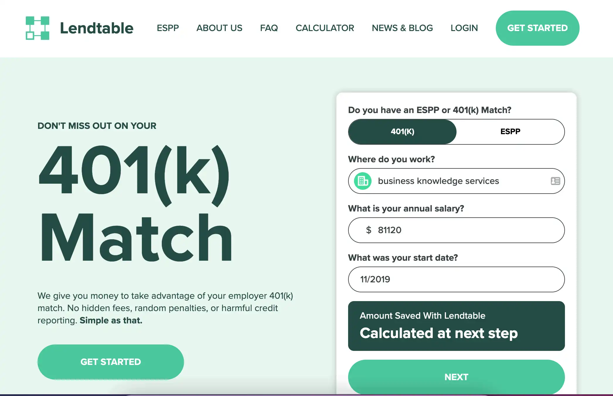 Lendtable | Dont miss out on your 401(k) match