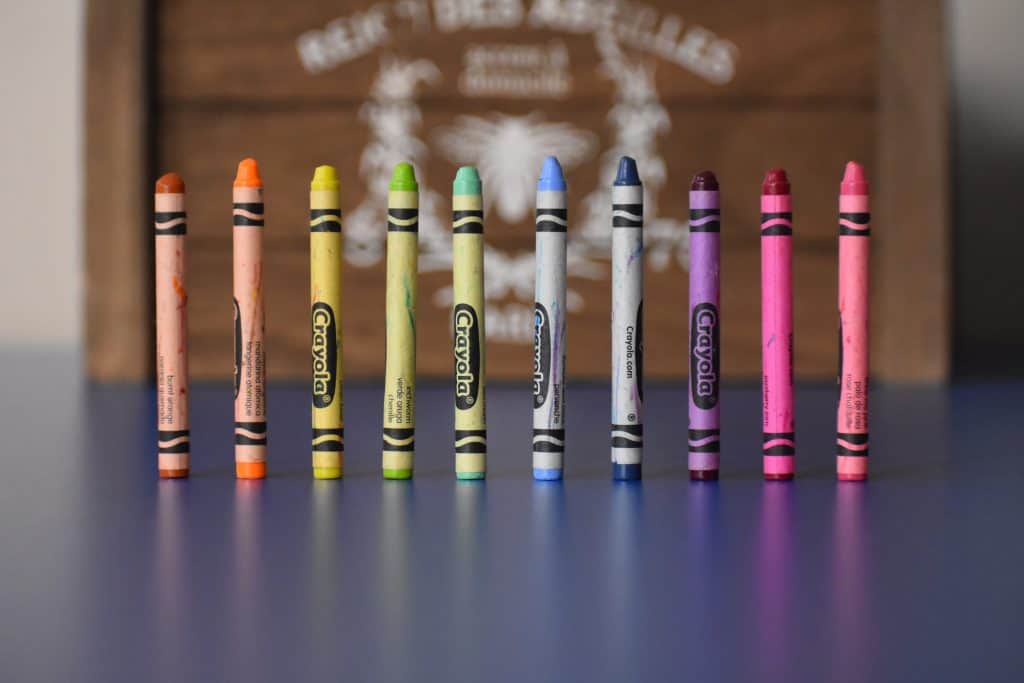 Colorful crayons standing up