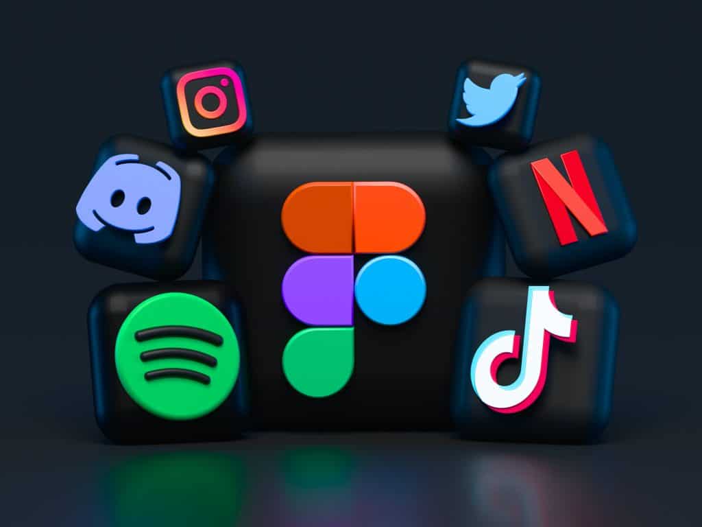 A group of social media logos.