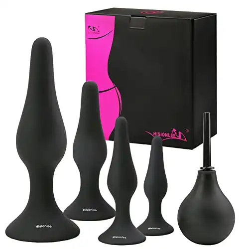 Hisionlee Sex Toys 4PCS Butt Anal Plug Set Silicone Anal Training Kit Butt Plug Adult Sex Toys & Games for Women,Men and Beginners (Black)