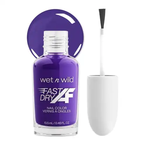 Wet n Wild Fast Dry AF Nail Polish Color, Purple Married Into Royalty | Quick Drying 40 Seconds | Long Lasting 5 Days, Shine