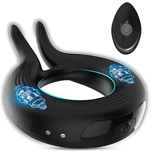 Vibrating Cock Ring Vibrator Sex Toys for Male Men Couples 10 Modes with Remote Control, VOBJOY Vibrating Penis Ring Adult Sensory Toys for Men Male Couple Waterproof Black