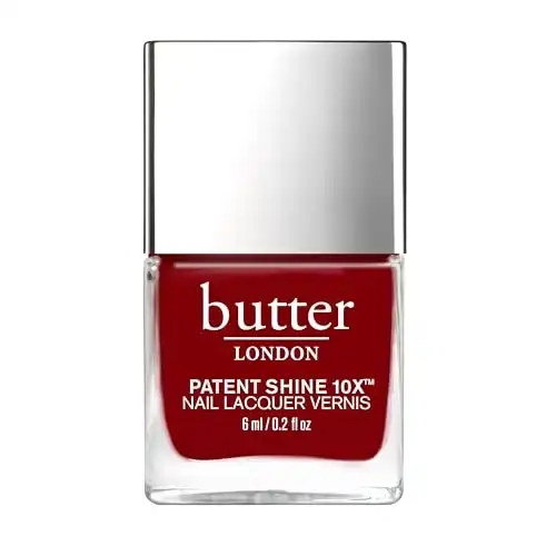 butter LONDON Patent Shine 10X Nail Lacquer, Gel-Like Finish, Chip-Resistant Formula, 10-Free Formula, Cruelty-Free, Polymer Technology, Her Majesty's Red