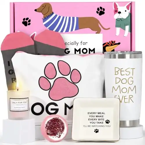 Dog Mom Gifts for Women,7 Pcs Christmas Dog Mom Gifts with 20 OZ Wine Tumbler,Birthday Gifts for Women,Dog Lover Funny Gifts,Gag Gifts for New Puppy Baby Owners,Valentine's Day Gifts,Mothers Day ...