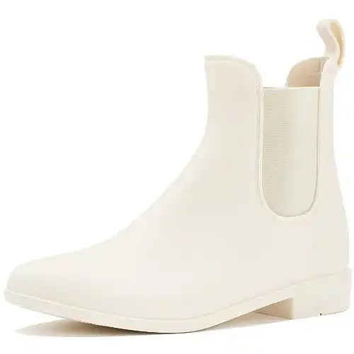 babaka Rain Boots for Women Waterproof Ankle Rain Shoes for Ladies Chelsea Boots White Size 7