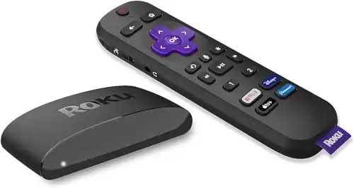 Roku Express 4K with Voice Remote Pro | Roku Streaming Device 4K/HDR, Rechargeable Roku Remote, Hands-Free Controls, Lost Remote Finder, Free & Live TV—Amazon Exclusive