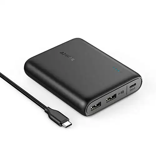 Anker PowerCore 13000 C (USB-C Input only), Compact 13000mAh 2-Port Ultra Portable Phone Charger, Power Bank with PowerIQ and VoltageBoost Technology, for iPhone, Samsung Galaxy and More