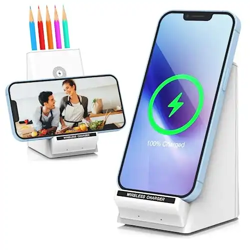 Gifts for Women,Birthday Gifts for Women&Men,15W Fast Qi Wireless Charger Stand with Versatile Holder Design, Unique Tech Gifts for Him Her Dad Husband Boyfriend(No AC Adapter)