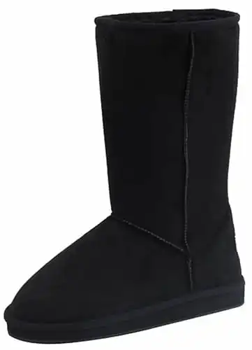 Shoes8teen Womens Faux Fur Boots Mid Calf 12″ Australian Classic Tall HS001 Black 6