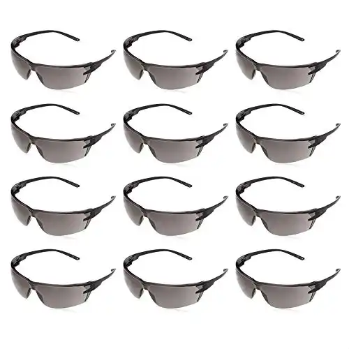 AmazonCommercial Safety Glasses (Gray/Black Anti-scratch), 12-pack
