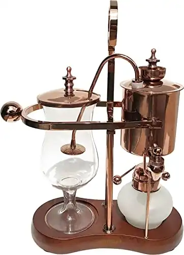 Nispira Belgian Belgium Royal Family Balance Syphon Siphon Coffee Maker Vacuum Brewing System | Vintage Classic Retro Luxury Exquisite Design | Smooth Great Aroma | Copper or Rose Gold Color | 500 ml