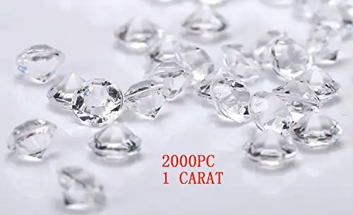 jollylife 2000 Diamond Table Confetti Wedding Bridal Shower Party Decorations 1 Carat/ 6.5mm Clear