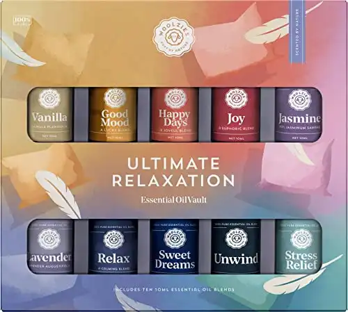 Ultimate Relaxation Essential Oil Vault of 10 | Includes Vanilla, Good Mood, Happy Days, Joy, Jasmine, Lavender, Relax, Sweet Dreams, Unwind & Stress Relief | 10 ML
