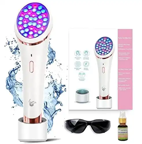 Lyte Wireless LED Light Therapy Facial Deivce 2-IN-1 Red & Blue Facial Light INCLUDED Hylauronic Serum AUTOMATIC CONTACT Sensor