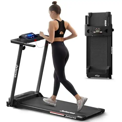 Juturna Portable Folding Treadmill, 3.0 HP Foldable Compact Treadmill for Home Office with 300 LBS Capacity, Walking Running Exercise Treadmill with LED Display