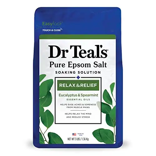 Dr Teal’s Pure Epsom Salt Soak, Relax & Relief with Eucalyptus & Spearmint, 3lbs