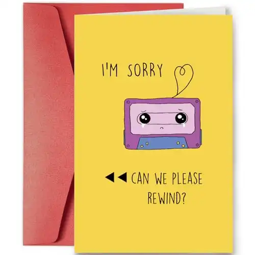 SuperShunhu Cute Apology Card for Him Her, Cassette Tape Apology Card for Men Women, I’m Sorry Card for Friends