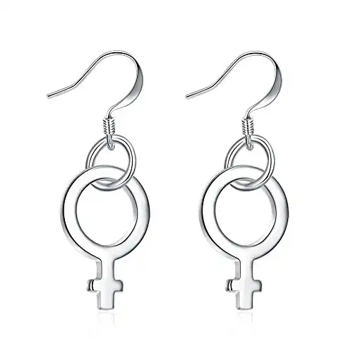 Feminist Silver Earrings for Women Fashion Female Symbol Creative Dangle Hypoallergenic Earrings for Girls