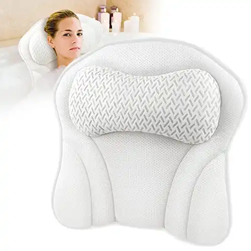 Aodesy Bath Pillow for Tub Comfort Bathtub Pillow, Ergonomic Bath Pillows for Tub Neck and Back Support with 6 Suction Cups, Ultra-Soft 4D Air Mesh Design SPA Tub Bath Pillow for Women & Men