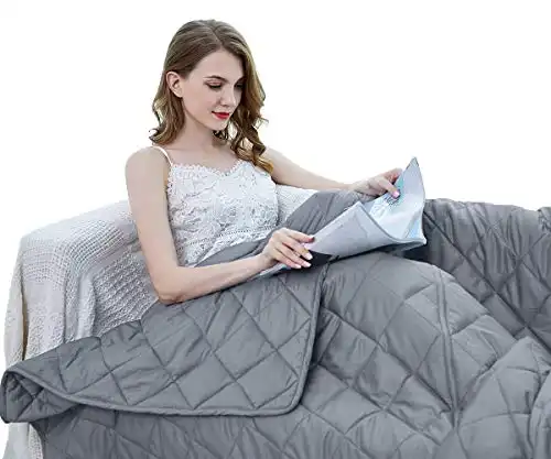 ZZZhen Weighted Blanket - High Breathability - 48''72'' 15LB - Premium Heavy Blankets - Calm Sleeping for Adult and Kids, Durable Quilts and Quality Construction…