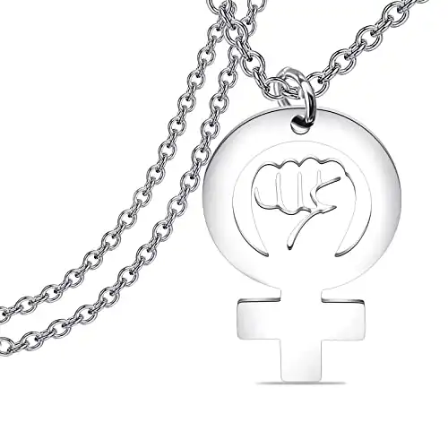 Feminist Empowerment Necklace Women’s Rights Feminist Gift Female Symbol Pendant Jewelry Strong Women Gifts (NC)