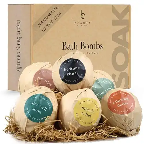 Bath Bomb Gift Set – USA Made with Natural & Organic Ingredients, Christmas Gifts for Women & Stocking Stuffers, Spa Gifts & Birthday Gifts for Women and Mom, Bath Bombs for Women &a...