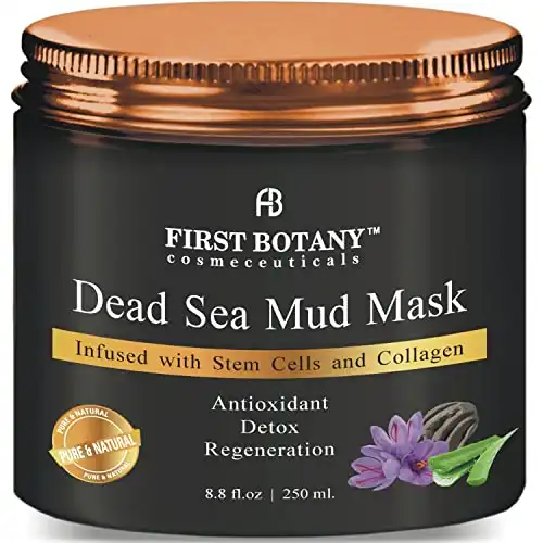 100% Natural Mineral-Infused Dead Sea Mud Mask 8.8 oz w/ Stem Cells for Facial Treatment, Skin Cleanser, Pore Reducer, Anti Aging, Acne Treatment, Blackhead Remover, Cellulite & Natural Moisturize...