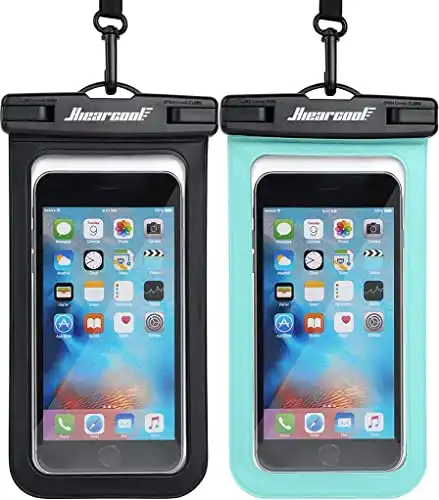 Hiearcool Waterproof Phone Pouch, Waterproof Phone Case for iPhone 15 14 13 12 Pro Max XS Samsung, IPX8 Cellphone Dry Bag Beach Essentials 2Pack-8.3″
