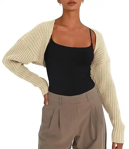LILLUSORY Y2K Bolero Fall Long Sleeve Cardigan Cropped Open Front Shrug 2023 Sweater Women